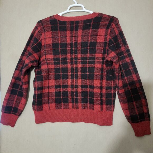 Red Plaid Ugly CHRISTMAS Sweater Merry And Bright Size XL Mistletoe Soft Warm - Picture 8 of 8